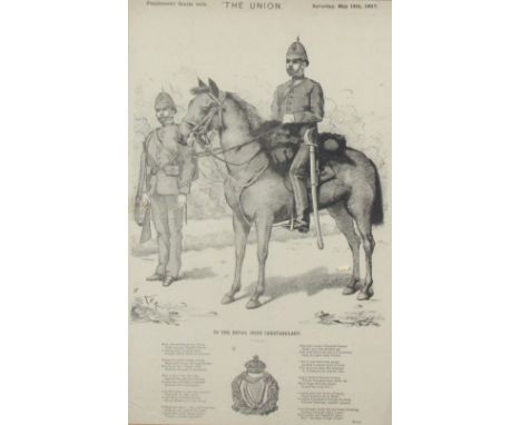 R.I.C.: An attractive sepia Print, "To the Royal Irish Constabulary," showing two members of the Force, one on horseback, by 