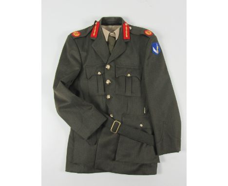 Irish Army: An Irish Army Brigadier General Uniform, comprising of Coat, Trousers, Shirt and Tie, the coat with brass "I.V." 