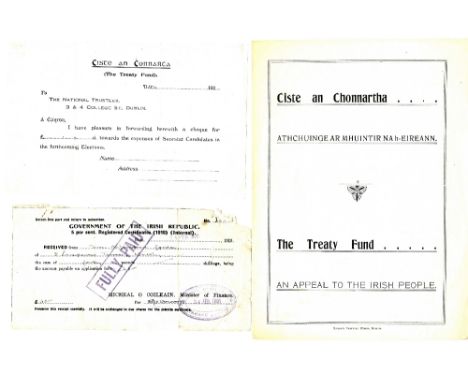Griffith - Collins

Ciste an Chonnartha:   Athchuinge ar Mhuintir na h-Eireann.  The Treaty Fund.  An Appeal to the Irish Peo