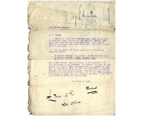 The Big Fellow Covering His Tracks

Collins (Michael) A very interesting and important TLS dated 6.10.1921 to Mr. Martin Conl
