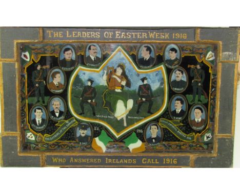 Easter Week 1916: A large hand-painted and hand-made collage picture The Leaders of Easter Week 1916 - Who Answered Irelands 
