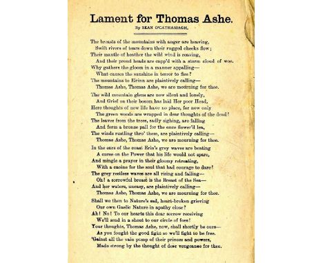 Extremely Rare Item

[O'Casey (Sean)] Lament for Thomas Ashe, by Sean O'Cathasaigh [Dublin, F. O'Connor 1917] Broadside, [Poe