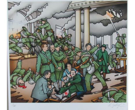 Limited Edition by Robert Ballagh

Fine Coloured Print, Interior of the G.P.O. during the 1916 Rising, with James Connolly on