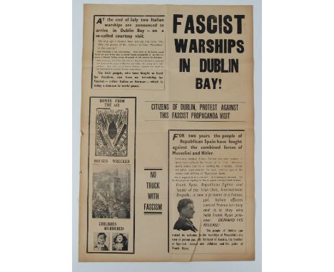 Fascist Warships in Dublin Bay

Illustrated Broadside Poster: 'Citizens of Dublin, Protest against this Fascist Propagana Vis