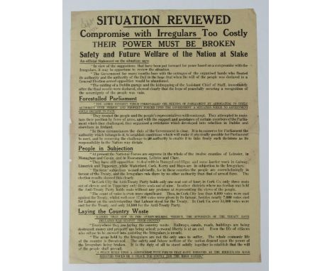Free State Poster

Broadside: 'Situation Reviewed. Compromise with Irregulars Too Costly. Their Power Must be Broken.' 'At pr