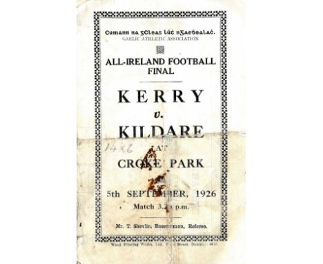Kerry V. Kildare, 1926

G.A.A.: Football 1926, All-Ireland Football Final, Kerry V. Kildare at Croke Park, 5 September 1926, 