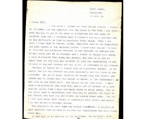 Unpublished Letter
Patrick Pearse, Thomas Mc Donagh
& St. Enda's

Pearse (P.H.)  A very important autograph manuscript draft 