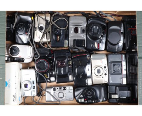 A Tray of Compact Cameras, manufacturers include Minolta, Panasonic, Vivitar, Samsung and other examples, all untested, G 