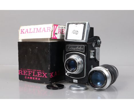 A Fujita Kalimar Reflex Model SL Roll Film SLR Camera, serial no 593273, 6 x 6cm format on 120 film, body F, viewing hood loo
