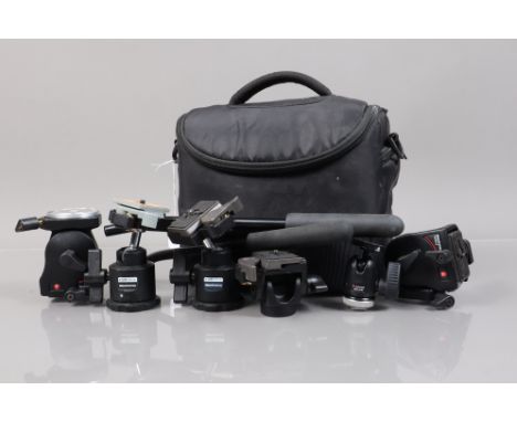 A Group of Manfrotto Tripod Heads, two Manfrotto 700RC2, one missing tightening lever, two 352RC, a 234RC, a 492LCD, all with