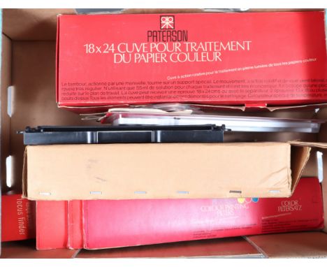 Paterson Printing Equipment, comprising an 8 x 10in hand-turned drum daylight colour processor with maker's box, a 35mm conta