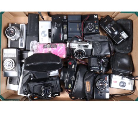 A Tray of Compact Cameras, including a Rollei 35 LED, lens not fully extending, an Olympus XA 2, a Canon MC, Sure Shot Tele, 