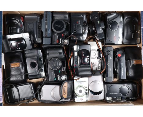 A Tray of Canon Compact Cameras, models include Sure Shot Supreme, MC, Snappy S, Snappy 20, Prima Twin, Sure Shot Ace Date an