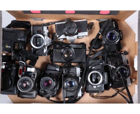 A Tray of 35mm Cameras, including a Yashica GT, a Fujica ST 605n &amp; ST 605, a Minolta X-300, a Pentax P30, all with prime 