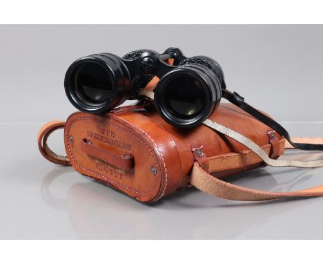 Ross London 7 x 50 Binoculars, possibly military, body G, some repainting, elements F, clear but with balsam separation, with