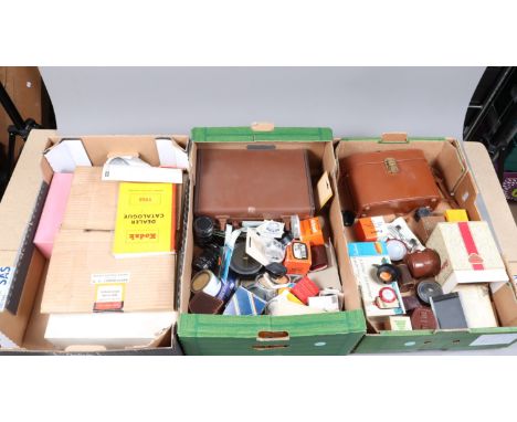 Three Trays of Filters and Other Items, including a quantity of round filters, some in boxes and cases, various types and siz