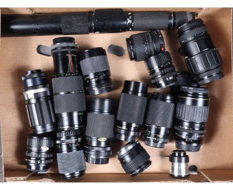 A Tray of Zoom Lenses, various mounts &amp; focal lengths, including a Canon EF 100-300mm f/4.5-5.6G, untested, a Pentax moun