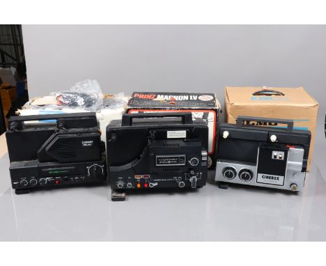 A Group of 8mm Cine Projectors, including a Voigtlander Dynalux 8 Sound, a Chinon C-100, a Chinon SP-330, an Elmo K-100 SM an