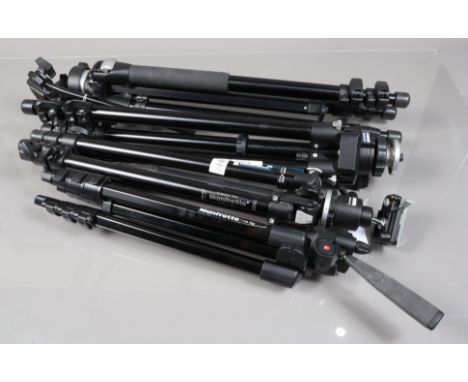 Four Manfrotto Aluminium Tripods, a Manfrotto 190B, with 352RC ball head, a 055CLB, with 128RC pan and tilt head, a 055CB, no