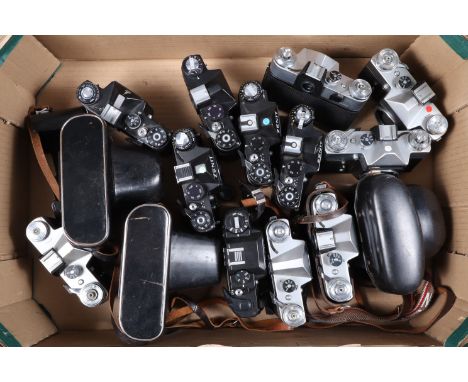 A Tray of Zenit Camera Bodies, comprising seven Zenit-E, three Zent-11, an EM, a TTL, a 12K and a Zenit-B, most shutters fire