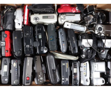 A Tray of Compact Cameras, manufacturers include Olympus, Canon, Konica, Kodak, with some APS &amp; digital examples, all unt