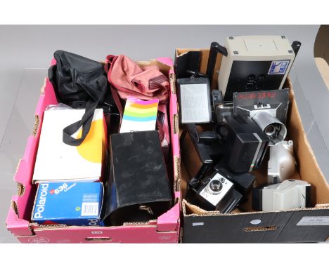 Two Trays of Polaroid Cameras, including a Polaroid passport camera, model 09-635, other models include Supercolor 635CL, Squ