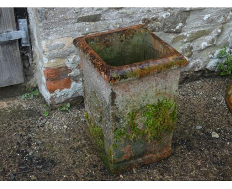 A Vintage terracotta Plant Pot, with decorative motif, 12in square x 19½in (30.5cm x 50cm). Note; This lot can be Viewed at a