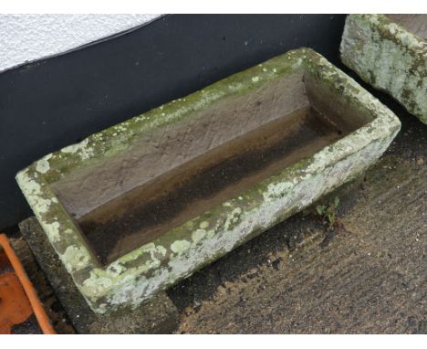 A pair of vintage stoneware rectangular Troughs, each 36in long x 16in wide x 8in high (91.5cm x 40.5cm x 20cm) (2) Note; Thi