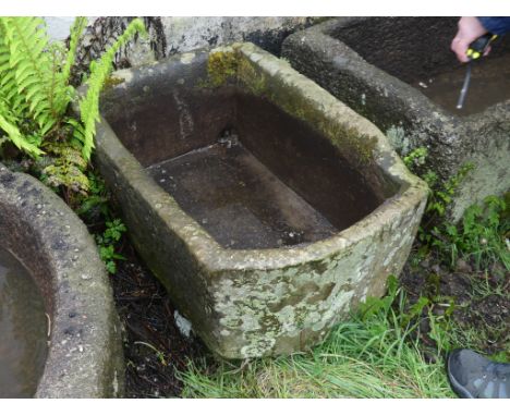 An antique stoneware rectangular Trough, 30in long x 22in wide (76cm x 56cm). Note; This lot can be Viewed at and must be Col