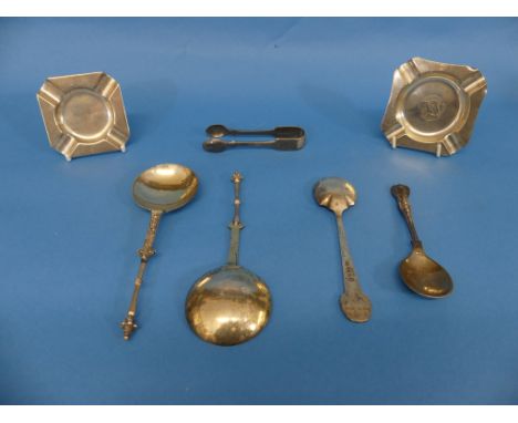 A pair of Victorian silver Serving Spoons, by Henry Holland, hallmarked London, 1874, in the manner of anointing spoons with 