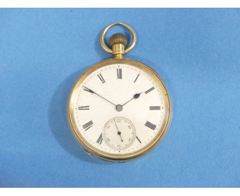 An 18ct gold gents open faced Pocket Watch, the keyless movement signed Cahoon Bros. Castle Place, Belfast, and numbered 1402