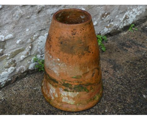 A vintage terracotta Rhubarb Forcer, cracked, 27in (68.5cm) high.  Note; This lot can be Viewed at and must be Collected from