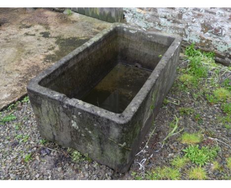 An antique stoneware rectangular Trough, 47in long x 27in wide x 19in high (119.5cm x 69cm x 48cm). Note; This lot can be Vie