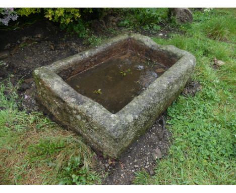 An antique granite rectangular Trough, large, 48in long x 35in wide x 14in high (122cm x 89cm x 35.5cm). Note; This lot can b