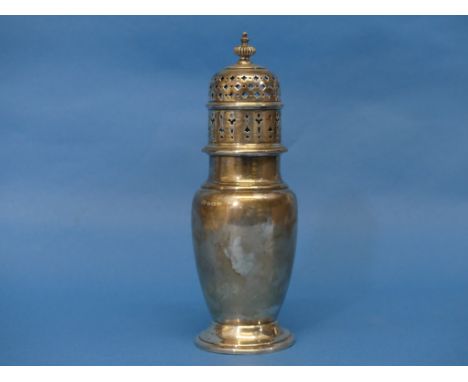 A George V silver Sugar Caster, by Adie Brothers Ltd., hallmarked Birmingham 1933, of baluster shape, the removable pierced c