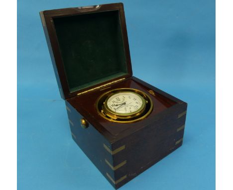 A Hamilton Model 22 Marine Chronometer, the 2½in white dial signed Hamilton, Lancaster, PA., U.S.A. with black Arabic numeral