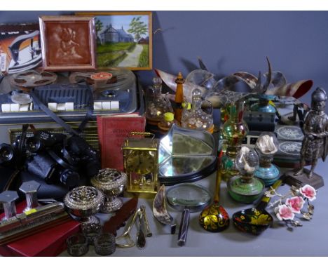 A REEL-TO-REEL RECORDER 'High Fidelity' in a case and a box of mixed collectables and ornaments including binoculars ETC
