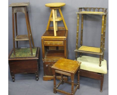 VINTAGE &amp; LATER SMALL/OCCASIONAL FURNITURE, seven pieces including an oak single door, single drawer bedside cabinet, var