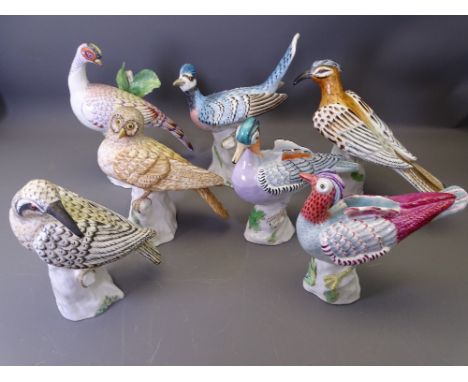 CROWN STAFFORDSHIRE HIGHLY DECORATIVE BONE CHINA BIRD FIGURINES painted by W R Tipton &amp; M Doubell Miller (7) titled 'Guan
