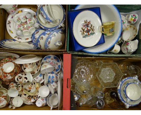QUEEN CHARLOTTE DINNER &amp; TEAWARE, a large quantity of antique Staffordshire teaware, Booths dinnerware, glassware and a w