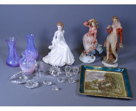 ROYAL WORCESTER ANNIVERSARY GOLDEN MOMENTS modelled by Jack Glyn figurine, a pair of continental figurines, Swarovski glass E