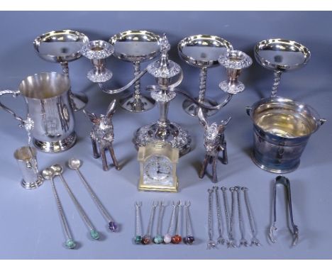 CANDELABRA, TANKARDS, COCKTAIL STIRRERS ETC