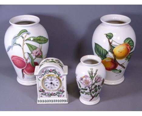 PORTMEIRION POMONA BALUSTER VASES (2), 26cms H, a Botanic Garden vase and mantel clock