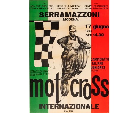 Original vintage sport event poster for the Serramazzoni (Modena) international motocross championship on 17 June 1965 - Moto