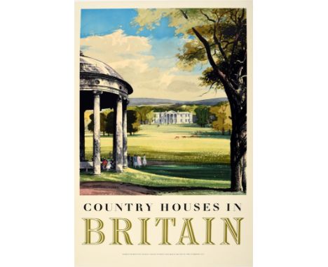 Original vintage travel poster - Country Houses In Britain - featuring great artwork by the notable British painter Rowland H