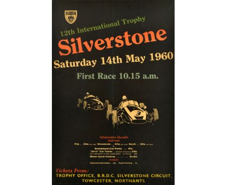 Original vintage Formula One motorsport poster issued by the British Racing Drivers' Club (BRDC) for the 12th International T