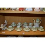 A Noritake coffee service and decorative candelabra.