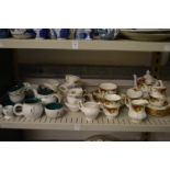 Decorative tea ware to include Royal Albert Old Country Roses, Crown Royal and Denby Green Wheat.