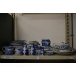 Quantity of blue and white china.