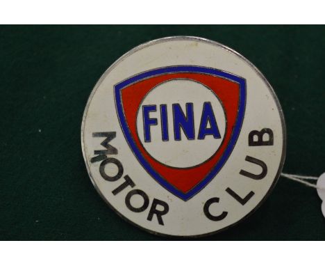 A Fina motor club enamel car badge.